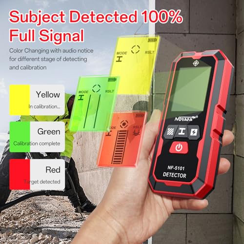 NOYAFA Stud Finder Wall Scanner,5-in-1High Precision Stud Finder for Wood AC Live Wire Metal Magnetic Studs Detection, HD LCD Display, Automatic Calibration, Audio Alarm, IP54 Waterproof