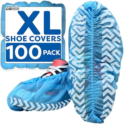 100 Pack XL Blue Shoe Covers Disposable, Non Slip Shoe Booties