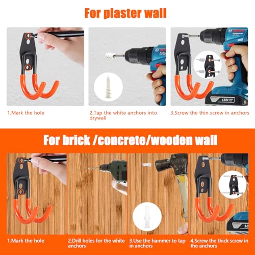 Heavy Duty Garage Storage Hooks 2 Pack Garage Tool Organizer Wall Mount - size: One Size