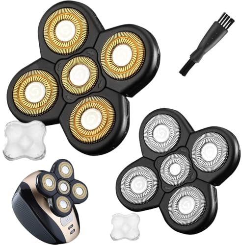 Universal 2 PCS 5 Blades Head Shaver Replacement Heads for Mainstream Shaver Brands, Eelectric Shaver Replacement Replacement Blades (5D Black + Gold) - color: 5d Black + Gold