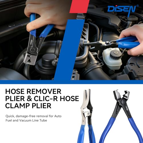 DISEN Automotive Electrical Disconnect Pliers Set 13PCS | Electrical Connector Removal Tool Kit for Car Harness, Fuel Line, Hose, Auto Radiator, with 2 Storage Bags, Blue