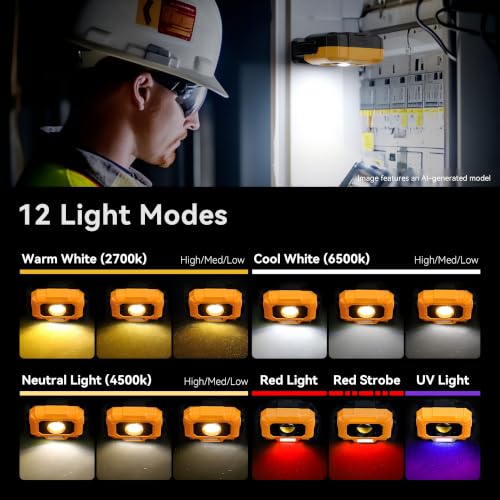 Adelante 2 Pack Magnetic Work Lights, 1500LM Rechargeable Mechanic Lights