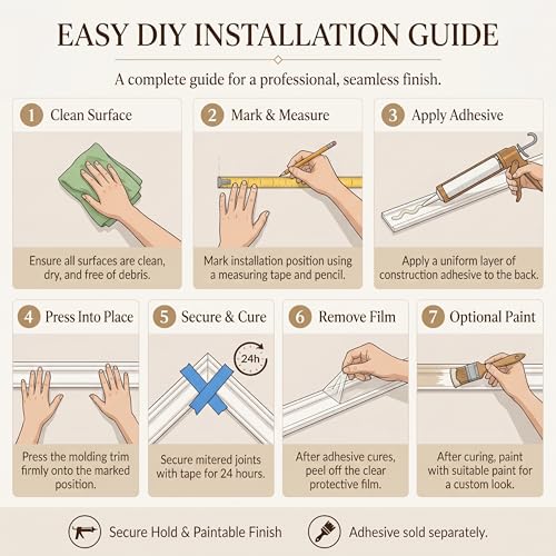 Pre-Cut Wall Molding Kit: Ready to Assemble Paintable Wainscoting Panels | Alternative to Peel-and-Stick Wall Panels,Accent Wall Interior Wall Decor for Living Room, Bedroom, Entryway White 24 PCS