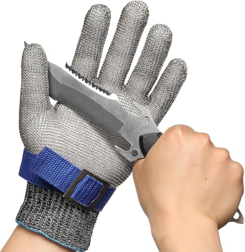 Schwer 10 Pcs SlicePro ANSI A9 Cut Resistant Glove PR1706, Stainless Steel Mesh Metal Glove, Food Grade for Kitchen Cooking, Butcher Meat Cutting, Oyster Shucking, Mandoline, Non-PFAS, S - size: Small (Pack of 10), style: 1.0 Steel Wire
