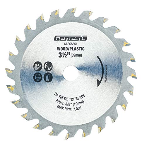 Genesis GPCS535CK 5.8 Amp 3 1/2” Control Grip Plunge Compact Circular Saw Kit with Laser, Miter Base, 3 Assorted Blades, Vacuum Adapter Hose, Rip Guide and Carrying Bag - style: Plunge Circular Saw 3-1/2"