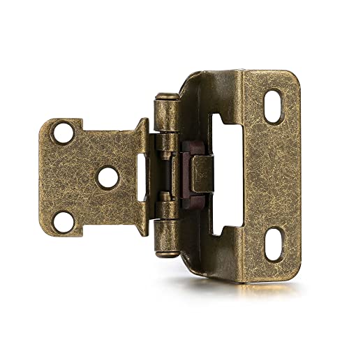 Antique Brass Kitchen Cabinet Hinges, 1/2” Overlay, 4 Pack - color: Antique Brass