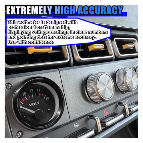 12V Car Voltmeter 2" 52MM Voltage Gauge Meter, Digital Automotive Voltmeter, Universal LED Light Electrical Vehicle Voltage Meter Gauge with Measure Range 8-16V