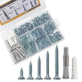 JEGONFRI 203PCS 5 Sizes Wood Screws Assortment Kit & 30pcs Wall Anchors
