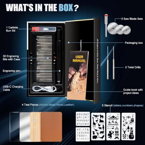 GANGZI Engraving Pen Set - Engraving Pen for Metal Wood Glass and Plastic - color: Black