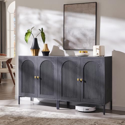 IFGET 61.75" W Modern Arch Sideboard Buffet Cabinet with Storage, Dark Grey - color: Dark Grey, size: 2 Pieces