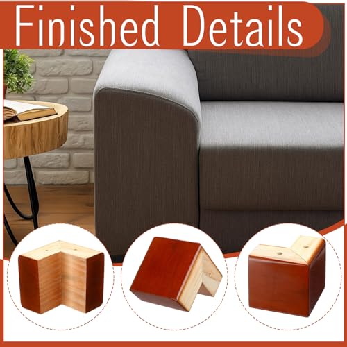 Geelin 4 Pack Wooden Furniture Risers 4 Inch High L‑Shaped Bed Risers with Metal Screws and Anti-Slip Pads Furniture Legs Couch Legs Replacement Sofa Feet for Coffee Table Bed Dresser (Brown) - color: Brown, size: 4 Inch