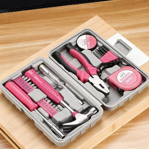 24-Piece Tool Set, Mini Tool Kit, Tool Kit for Home (Pink) - color: Pink