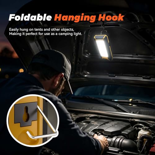 innofox 2-Pack LED Rechargeable Magnetic Work Light 1500 Lumens, Hanging Hook with 3 Modes, LED Work Light for Car Repair, Camping, and Hurricane Use - size: Portable