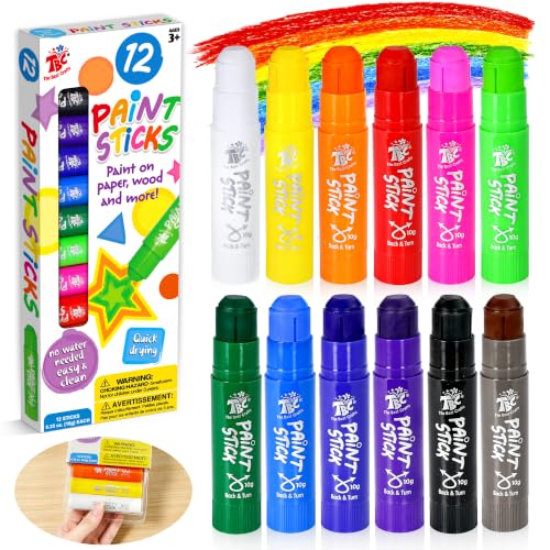TBC The Best Crafts Paint Sticks for Kids Ages 2-8, 12 Classic Colors - color: 12
