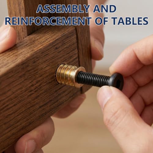 1/4"-20 Threaded Insert Nuts 28 Sets for Wood – Furniture Hardware Kit with Hex Drive Bolts, Pilot Drill Bit + Wrenches – for DIY Furniture Assembly, Bed Frame Repair, Cabinet Building - size: 28 PCS 1/4"-20