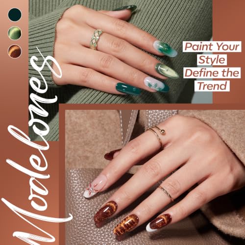 modelones Cat Eye Gel Nail Polish Set 28 Colors Primer & 3pcs Top Base Coat - color: A0-Winter Cateye