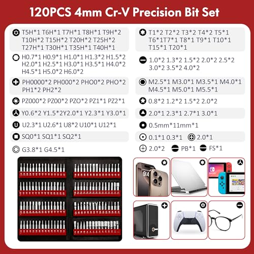 XOOL 200 in 1 Precision Screwdriver Set, Electronics Repair Tool Magnetic Driver Kit with 164 Bits for Phone, MacBook, Computer, Laptop, PC, Tablet, PS4, Xbox, Nintendo, Game Console - color: Red