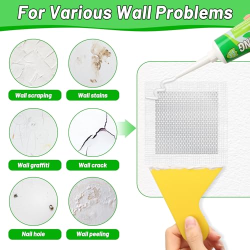 Mckanti 3 Pcs Drywall Repair Kit, Spackle Wall Repair Kit with 4 Pcs Drywall Patch, Sandpaper, Scraper for Wall Repair - color: 3 Pack Wall Spackle