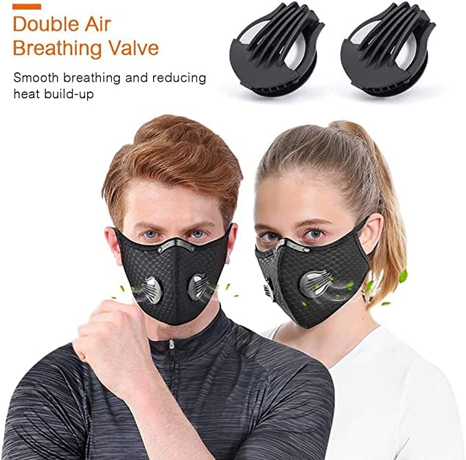 2 Pack Dust_mask Reusable Respirators Unisex Mouth_mask Adjustable for Allergies Woodworking,Cycling, Running,Outdoor Sports, Black