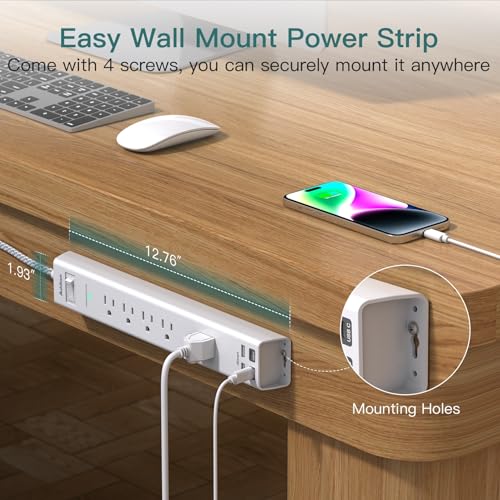 2 Pack Surge Protector Power Strip -5ft Extension Cord, 5 Outlets 4 USB - size: 5 FT