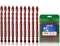 10pc 5/16” Red Special Crooked Head Eccentric Drill Bit Set, 8mm Porcelain Tile Drill Bit Concrete Drill Bit for Glass,Brick,Plastic,Cement,Wood,Ceramic,Metal,Marble. - size: 5/16 in
