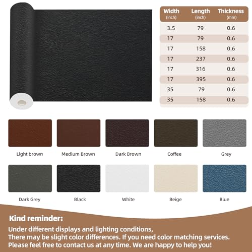 Shagoom Leather Repair Kits, Large Vinyl Repair Patch for Couches Furniture - color: Coffee, size: 3.5X79 inch