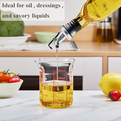 Ackers Borosilicate Glass Measuring Cup with Spout, 250 ml, 8 oz/1 Cup - size: 1Cup,250ML