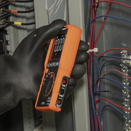 Klein Tools MM450 Slim Digital Multimeter, Reverse Contrast Display with Lead Alert, Auto-Ranging TRMS, 600V AC/DC Voltage, Current, Resistance, Temp, Frequency, Continuity - size: Slim Meter