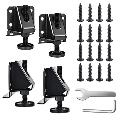 Heavy Duty Leveling Feet, 4 Pack Adjustable Furniture Levelers with 1320LB Capacity, 2" Height Adjustment, No-Flip Furniture Installation – Hex Nut Design for Flawless Leveling - color: Black