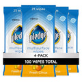 Pledge Multisurface Cleaning Wipes, pH Balanced, Fresh Citrus, 25 Count (Pack of 4, 100 Total Wipes) - size: 25 Count (Pack of 4)