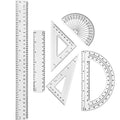Tenare 6 Pcs Math Geometry Ruler Set, Protractor Triangle School,Clear - color: Clear
