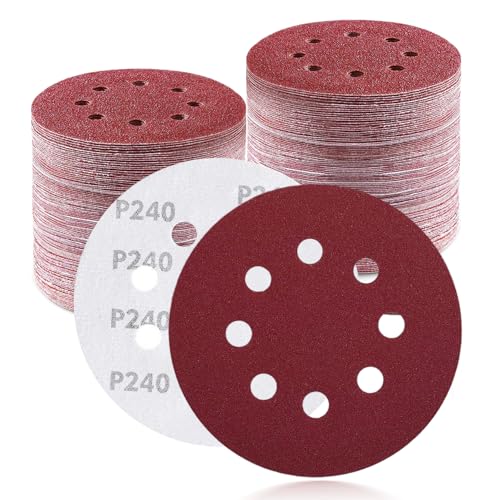 100Pcs 5 Inch Sanding Discs 240 Grit, Round Hook and Loop Sandpaper for Random Orbital Sander Pads(240 Grit) - style: 240G 100pcs