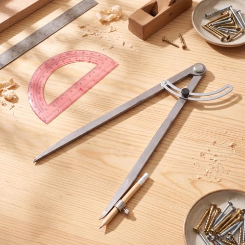 12 Inch Professional Compass for Woodworking with Wing & Protractor, Pink - color: Pink, size: 12 Inch