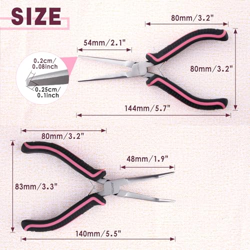 2PCS Mini Needle Nose Pliers Set Smooth Jaws Small Long Nose Pliers and Bent Nose Pliers Jewelry Plier for Jewelry Making, Extra Long Needle Nose Plier for Wire Wrapping Object Gripping - style: Straight & Bent Needle Nose Plier Smooth Jaws