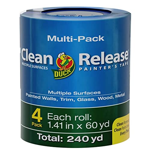 Duck Clean Release Blue Painters Tape, Masking Tape For Paint Projects, 1.5 in (1.41 in x 60 yd) 4-Pack, 240460 - size: 4 Rolls