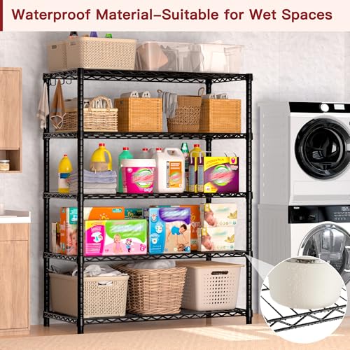 PrimeZone Wire Storage Shelves, 5-Tier Adjustable NSF Metal Shelving - size: 35.5"W x 14"D x 72"H