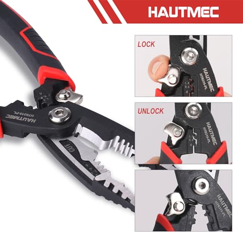 HAUTMEC 7-in-1 Wire Stripper Cutters Tool, 8" Wire Strippers, Electrical, Wire Cable Stripper and Crimping Tool, Multifunctional Pliers - color: 8" Wire Stripper