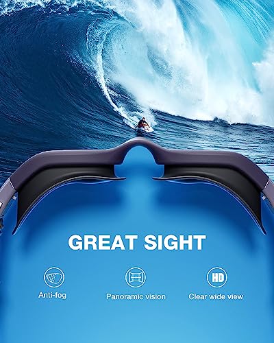 ZIONOR Swim Goggles, G1 SE Swimming Goggles Anti-Fog for Adult Men Women - color: B3-gold Lens Darkblue Frame