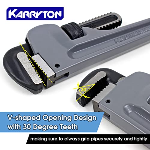 Aluminum Pipe Wrench Set, 10" 14" 18" 24"(4 Pack) Adjustable Straight Handle Plumbing Wrench Set, Heavy Duty Plumbers Tool with Drop Forged Jaw,Exceed the Standard GGG - size: 10,14,18,24-IN, style: Straight