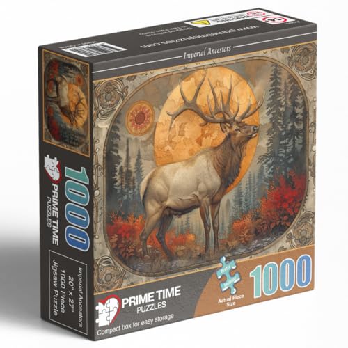 Adult Jigsaw Puzzle 1000 Piece Bull Elk Forest - color: Imperial Ancestors