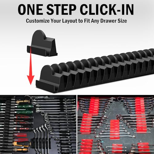 120 pcs Modular Wrench Organizer for Tool Drawers (Black & Red & Blue) - color: Black & Red & Blue