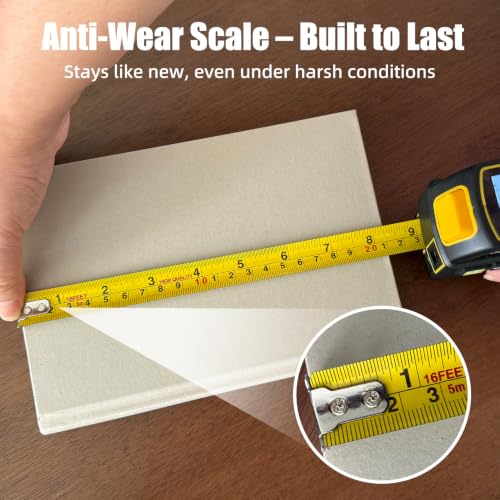 4 in 1 Laser Tape Measure, Digital Measuring Tape with 328ft Laser Measuring Tool & 16ft AutoLock Tape, Cross-Line Laser Level, Rechargeable for DIY Home Construction