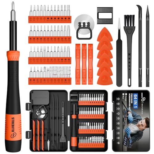 STREBITO Micro Screwdriver Set 64 in 1 Magnetic Screwdriver Set with Torx - color: Updated Orange