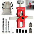 Cabinet Door Installation Jig 2-in-1, Mounting Tool with Adjustable Positioner,for Frameless Cabinets Only, Adjustable Aluminium Alloy Cabinet Hardware Jig,with 3 Drill Bits and Storage Bag
