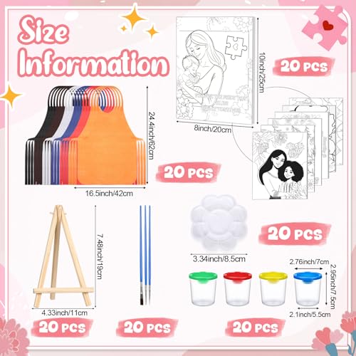 Sherr 140 Pcs 20 Set Pre Drawn Canvas Painting Kit, Mother's Day - style: Mother's Day