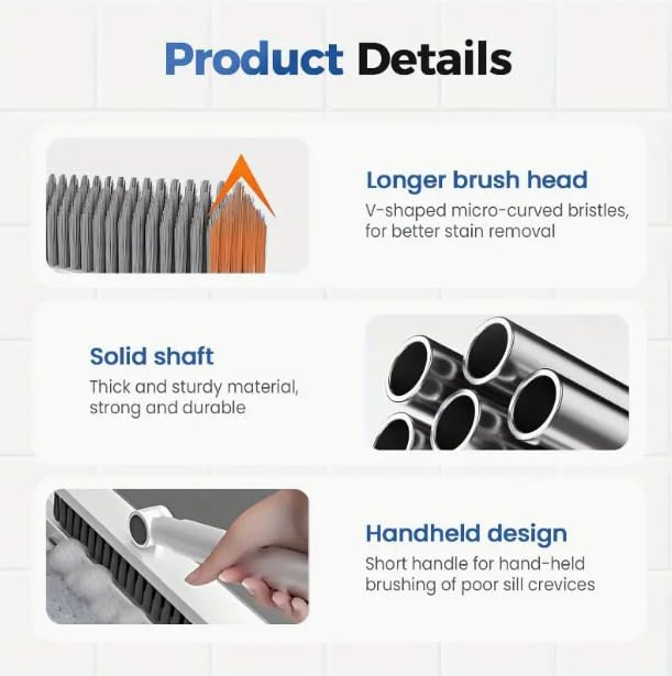 HomeBeyond Grout Cleaner Brush with Long Handle, V-Shaped Swivel Scrub Brush for Bathroom, Tile Lines, Kitchen, Garage, Deck & Crevices, Stiff Bristle Floor & Wall Cleaner