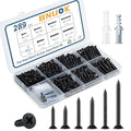 Wood Screws Assortment Kit, 289PCS High Hardness Flat Head Wood Screws Set, Assorted Screws,Phillips Drive,Black Dacromet Coated, 7 Sizes (1-1/2”,1-1/4”,1”,3/4”,1/2”) - size: Multiple Sizes (1/2" - 1-1/2")