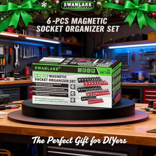 6-piece Magnetic Socket Organizer Set, Metric & SAE Drive Socket Holder, Includes 1/4", 3/8", 1/2", Holds 143 Pieces Magnetic Trays Red Black - style: 6PCS Red/Black