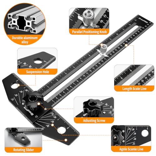 GRENPRO Combination Speed T-Square Ruler Angle Finder Woodworking Tools - color: Black