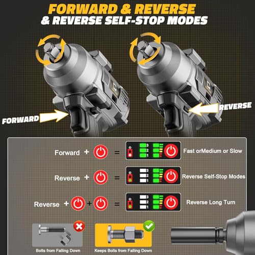 Cordless Impact Wrench 1/2 inch Compatible with Dewalt Battery, 750FT-LBS (1000N.m) Brushless Electric Impact Gun Includes LED Work Light, High Torque Impact Driver, Bare Tool Only - size: 1/2inch, style: Fit for DeWalt(750FT-lbs)